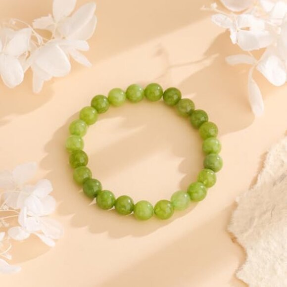 Natural Gemstone Beaded Bracelet Adjustable Size Elegant Minimal Chic Healing - Picture 5 of 8